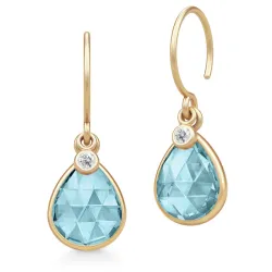 Julie Sandlau Leela øredobber i forgylt sølv blå krystall hvit zirkon