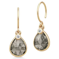 Julie Sandlau Leela øredobber i forgylt sølv brun krystall hvit zirkon