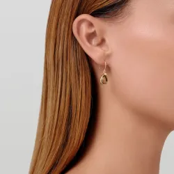 Julie Sandlau Leela øredobber i forgylt sølv brun krystall hvit zirkon