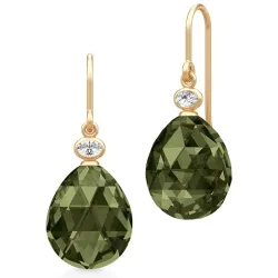 Julie Sandlau Ofelia øredobber i forgylt sølv grønn krystall hvit zirkon
