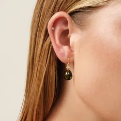 Julie Sandlau Ofelia øredobber i forgylt sølv grønn krystall hvit zirkon