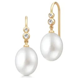 Julie Sandlau Perla øredobber i forgylt sølv hvit zirkon