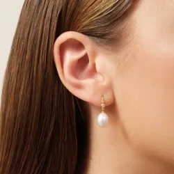 Julie Sandlau Perla øredobber i forgylt sølv hvit zirkon