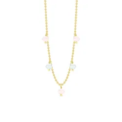 ID Fine IDN026GDBLUE/ROSE Ibiza armbånd i forgylt sølv rosa kvarts blå akvamarin