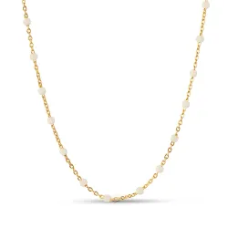 Enamel Lola Daisy halskjede i forgylt sølv hvit emalje