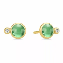 Julie Sandlau Prime ørestikker i forgylt sølv grønn krystall hvit zirkon