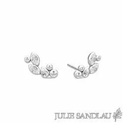 Julie Sandlau blomst øredobber i satengrhodinert sterlingsølv hvite zirkoner