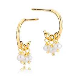 Izabel Camille Majesty perle creol i forgylt sølv