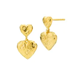 Izabel Camille Angel hjerte øredobber i forgylt sølv