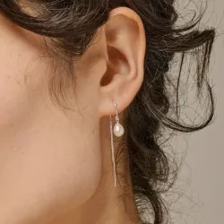 Enamel Eleanor Pearl perle kjedeøreringer i sølv