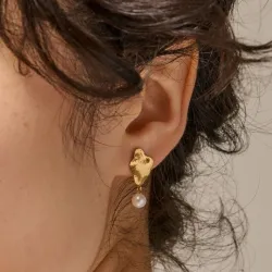 Enamel Caia Small perle øredobber i forgylt sølv