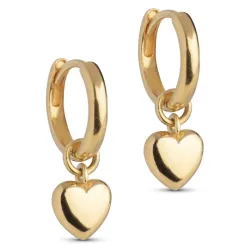 Enamel Amore hjerte creol i forgylt sølv