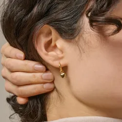 Enamel Amore hjerte creol i forgylt sølv