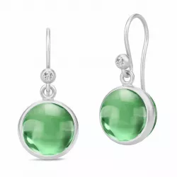 Julie Sandlau Prime grønn øredobber i satengrhodinert sterlingsølv grønn krystall hvit zirkon
