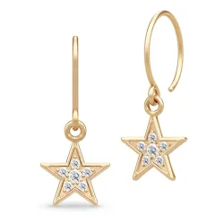 Julie Sandlau Stella stjerne øredobber i forgylt sølv hvit zirkon
