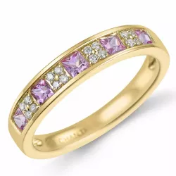 kolleksjonsprøve rosa safir diamantring i 14 karat gull 0,66 ct 0,08 ct