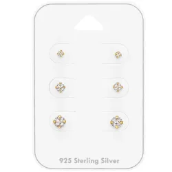 kolleksjonsprøve zirkon ørestikker i forgylt sølv