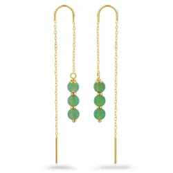 kolleksjonsprøve jadestein kjedeøreringer i forgylt sølv - Loom Stones