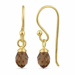 kolleksjonsprøve brunt glass ear lines i forgylt sølv - Loom Stones