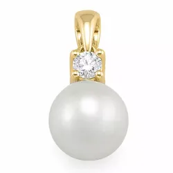 kolleksjonsprøve perle diamantanheng i 14 karat gull 0,10 ct