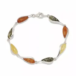 kolleksjonsprøve dråpe rav armbånd i sølv med anheng i sølv