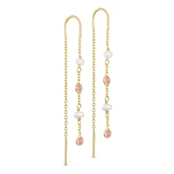 kolleksjonsprøve rosa zirkon kjedeøreringer i forgylt sølv