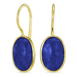 kolleksjonsprøve ovale blå jadestein øredobber i forgylt sølv - Loom Stones