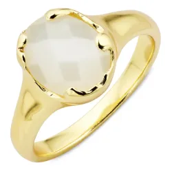 kolleksjonsprøve hvit månestein ring i forgylt messing - Eliné