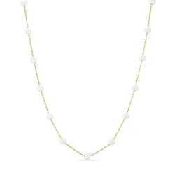 kolleksjonsprøve perle halskjede i forgylt stål 41+5 cm x 4,2 mm  - OCEANA