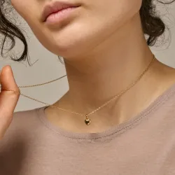 Enamel Amore hjerte halskjede med anheng i forgylt sølv