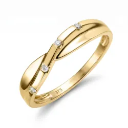 abstrakt diamant ring i 9 karat gull 0,03 ct