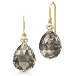 Julie Sandlau Ofelia røykfarget krystall øredobber i forgylt sølv