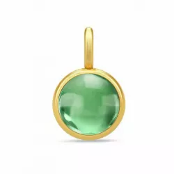 Elegant Julie Sandlau rundt grønn krystall anheng i forgylt sølv grønn krystall